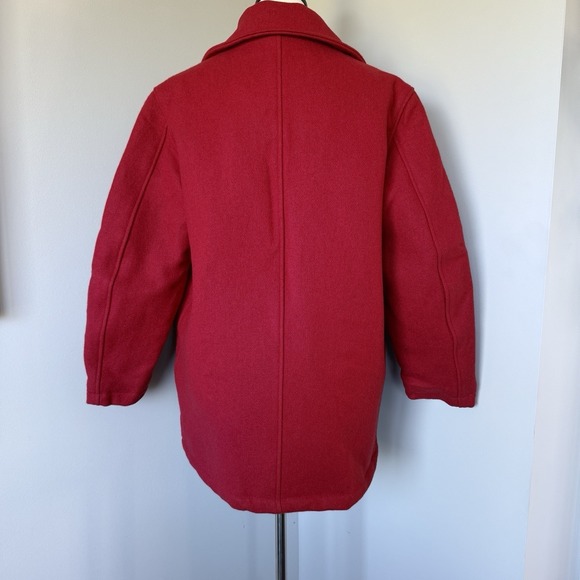 Vintage Holloway Red Wool Pea Coat Ladies Large Made in USA Quilted Lining - Picture 5 of 16